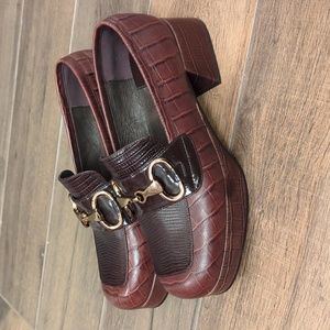 Jeffrey Campbell Womens Student-2 Brown Leather Loafer Heels